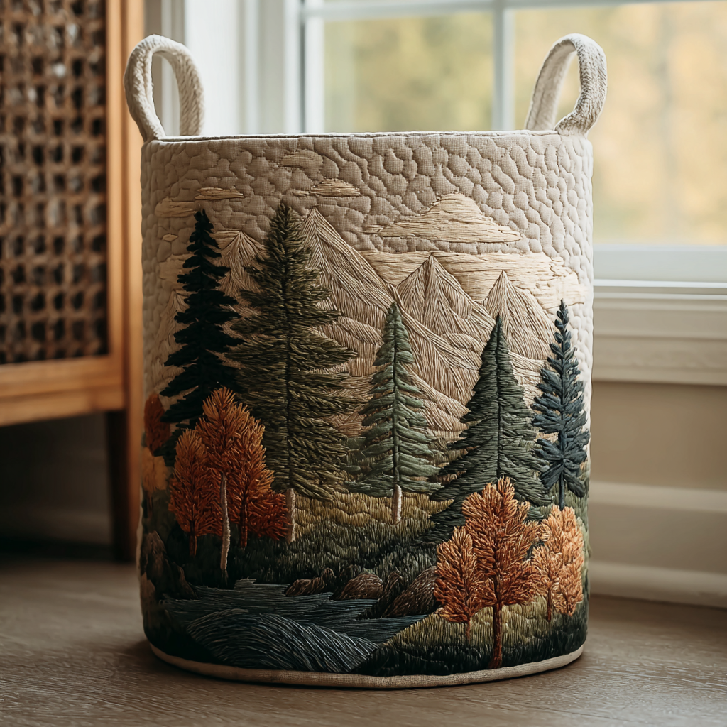 Forest Quilted Laundry Basket 1