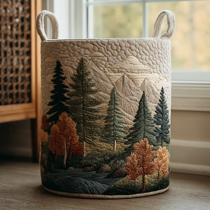 Forest Quilted Laundry Basket 1