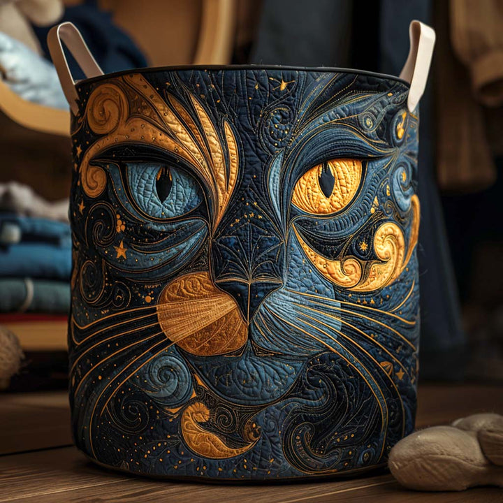 Galactic Cat Quilted Laundry Basket 1