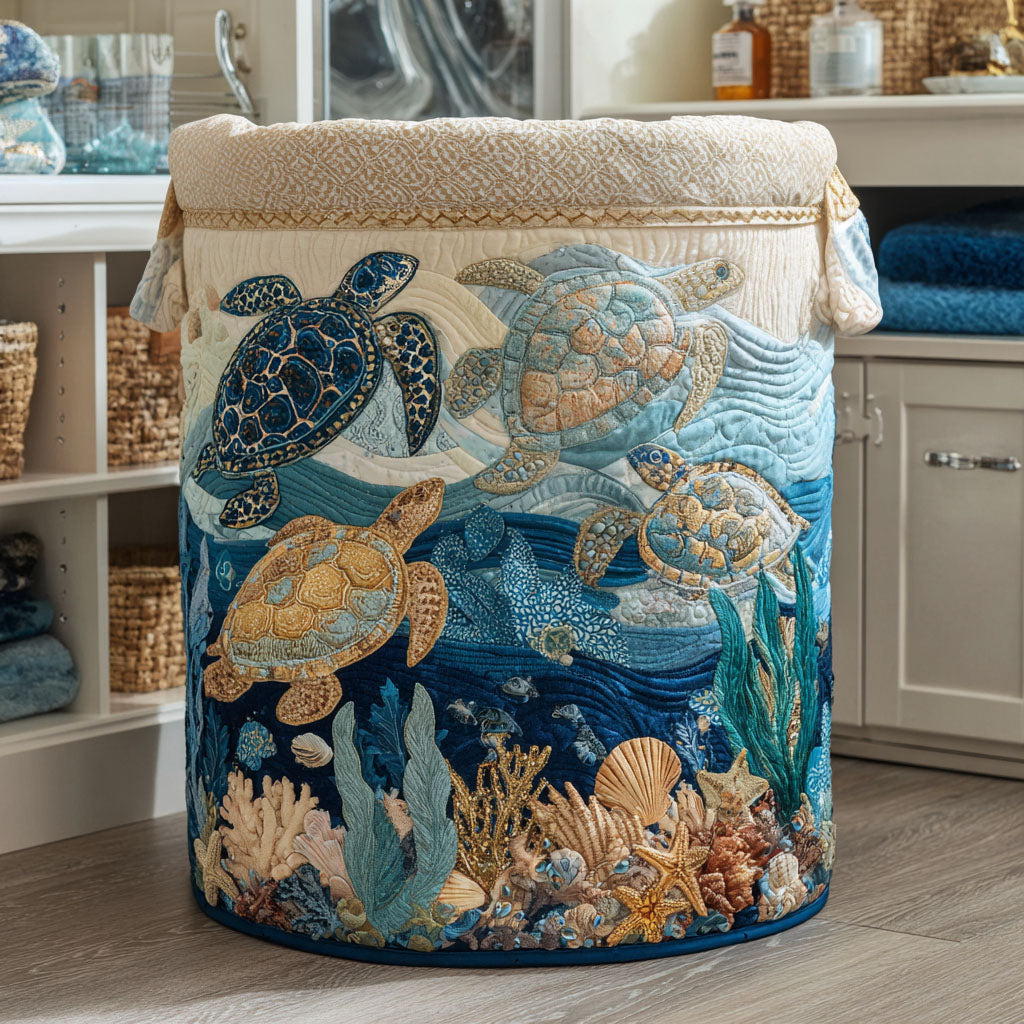 Glossy Shells Quilted Laundry Basket 1