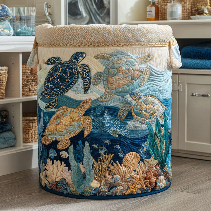 Glossy Shells Quilted Laundry Basket 1
