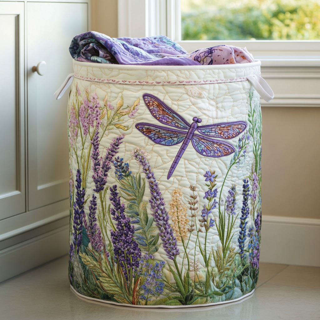 Golden Dragonfly Quilted Laundry Basket 1