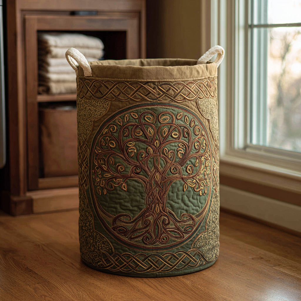 Golden Roots Quilted Laundry Basket 1