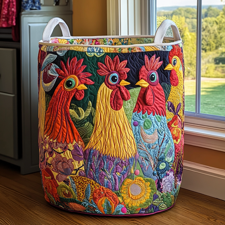 Hen Quilted Laundry Basket 1