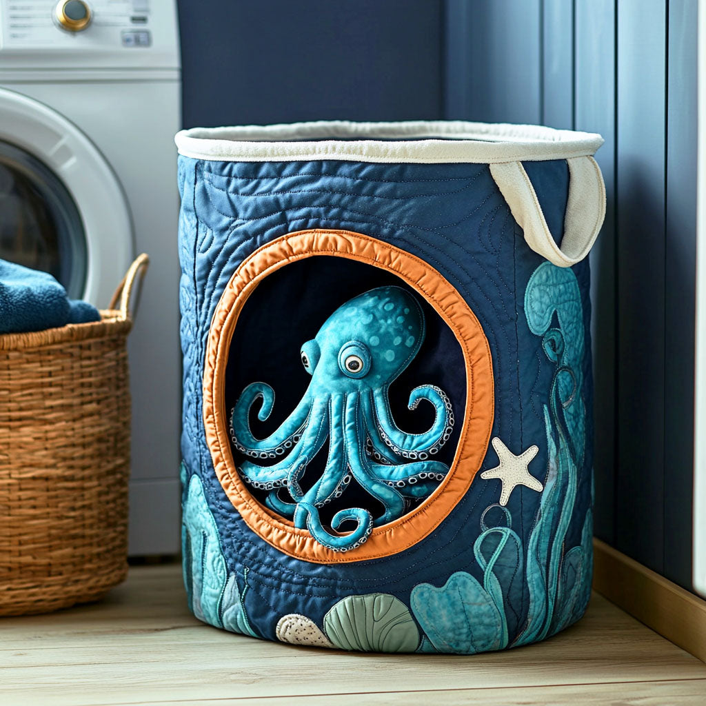 Hidden Octopus Quilted Laundry Basket 1