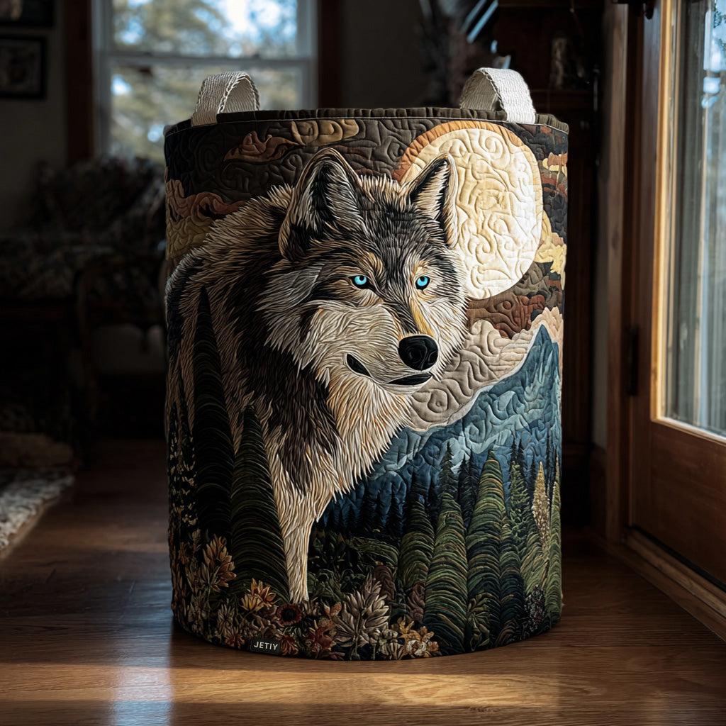 Howling at the Moon Quilted Laundry Basket 1