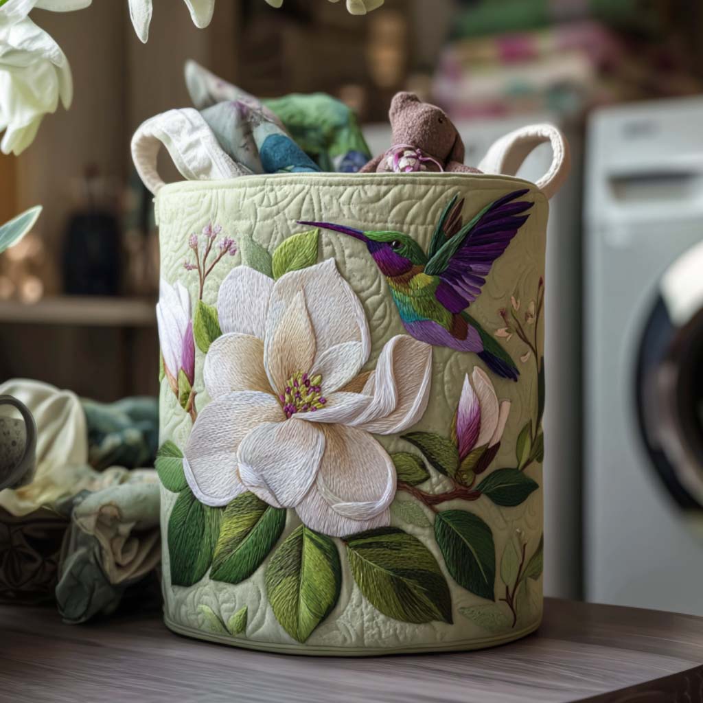 Hummingbird Quilted Laundry Basket 1