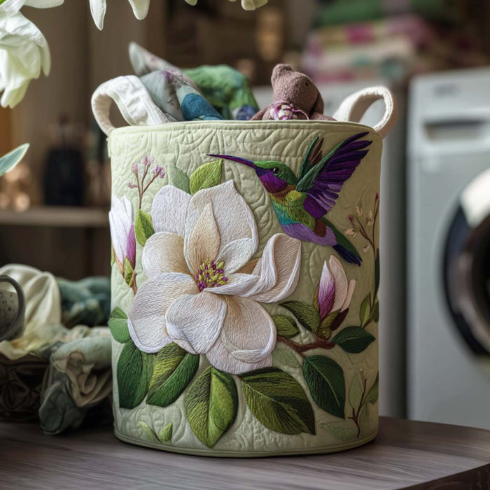 Hummingbird Quilted Laundry Basket 1