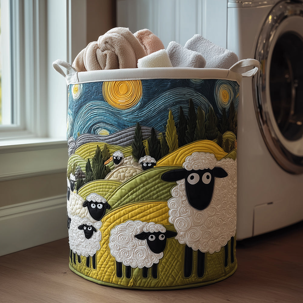 Lamb Meadow Quilted Laundry Basket 1