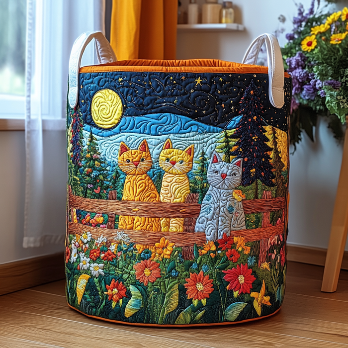 Lazy Cat Quilted Laundry Basket 1