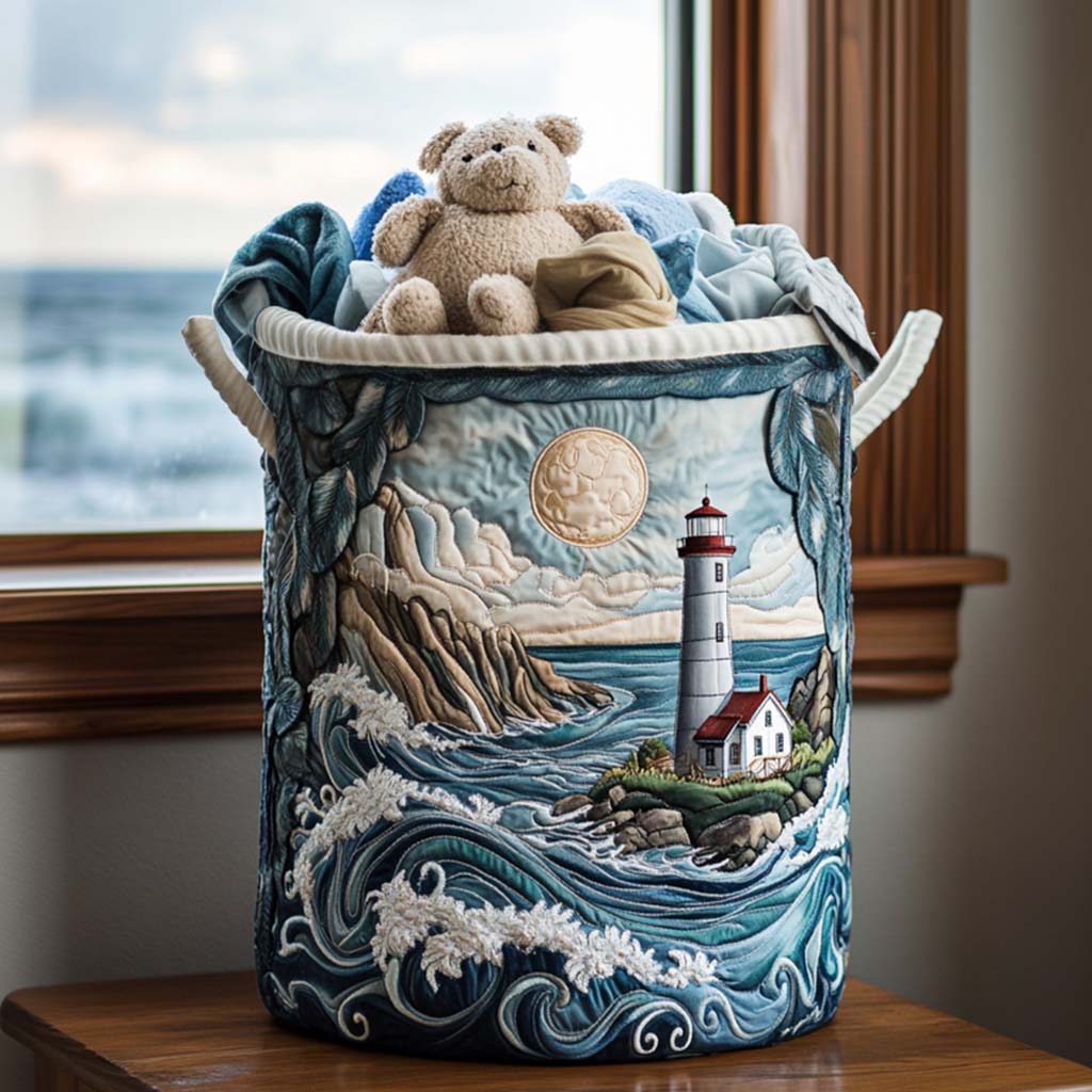 Lighthouse Bay Quilted Laundry Basket 1