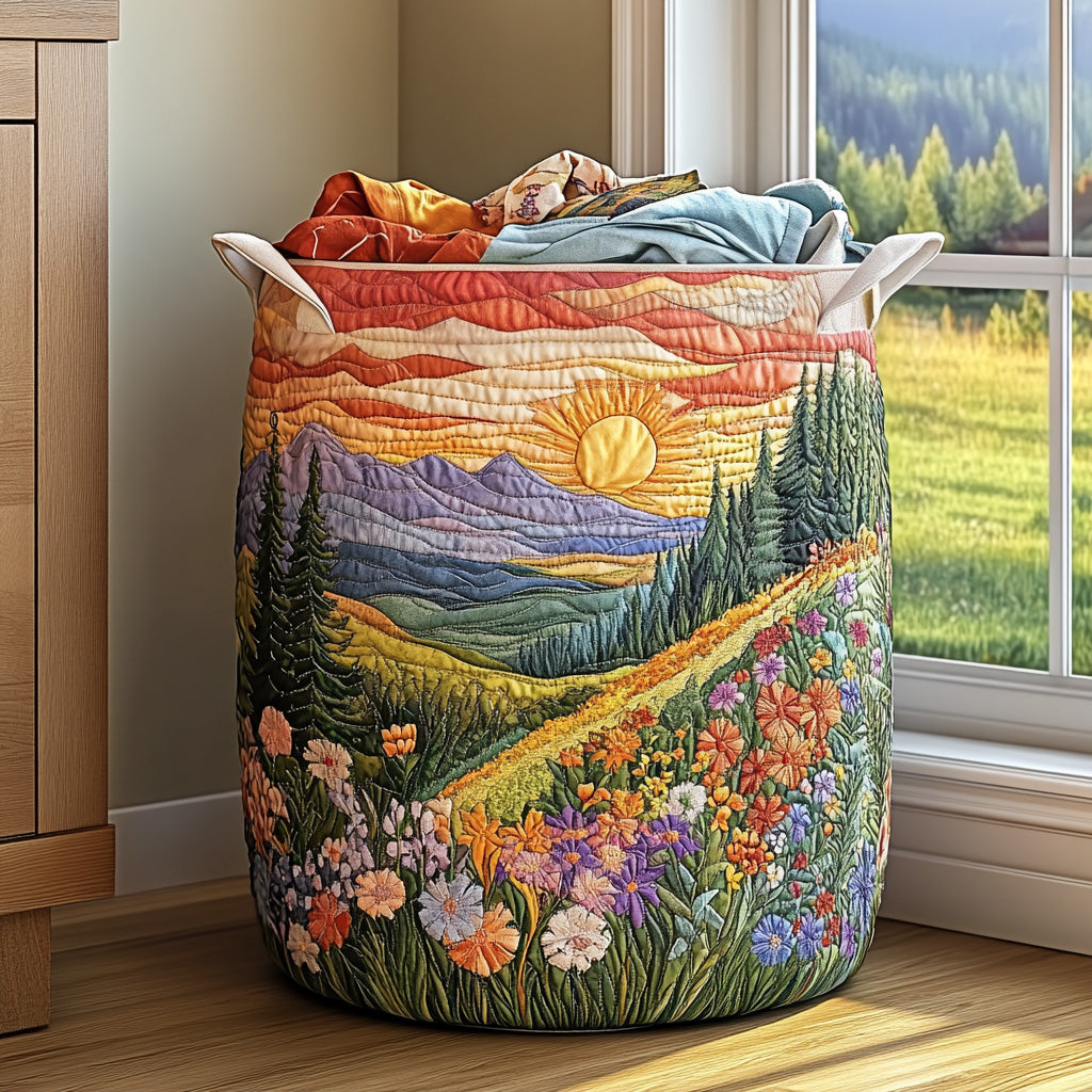 Morning Glory Quilted Laundry Basket 1