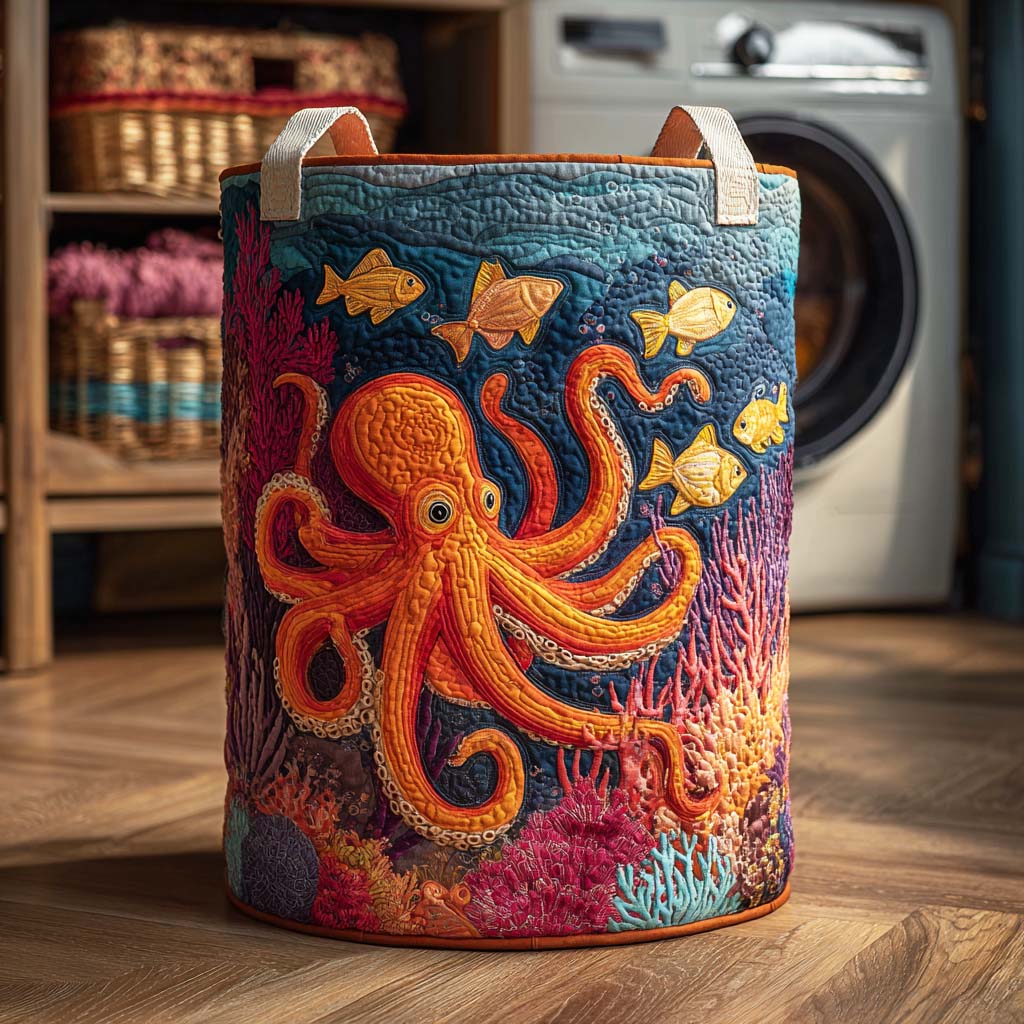 Mystical Octopus Quilted Laundry Basket 1