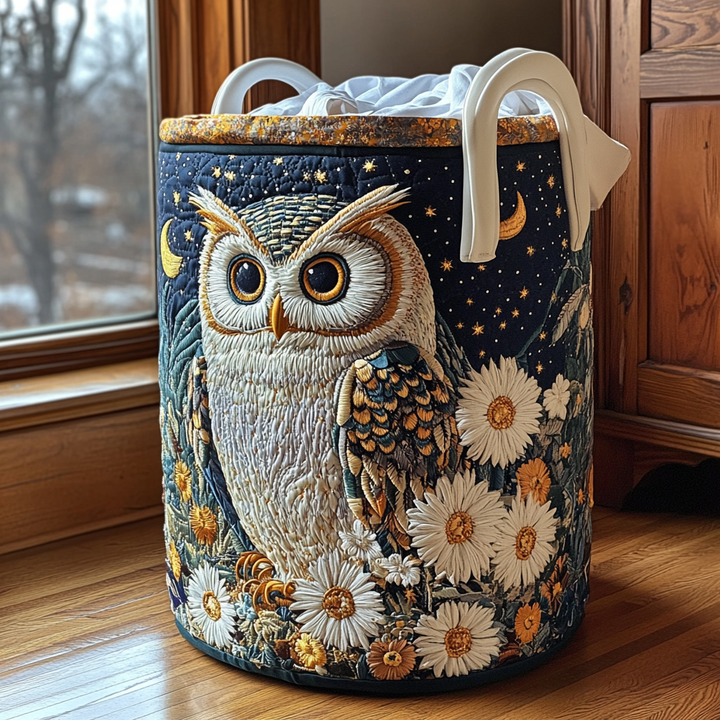 Owls Quilted Laundry Basket 1