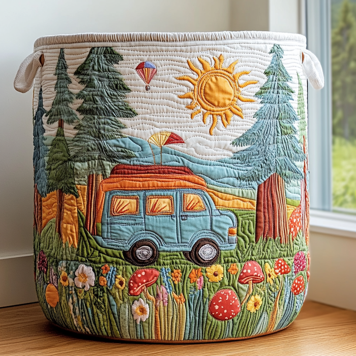 Peaceful Journey Quilted Laundry Basket 1