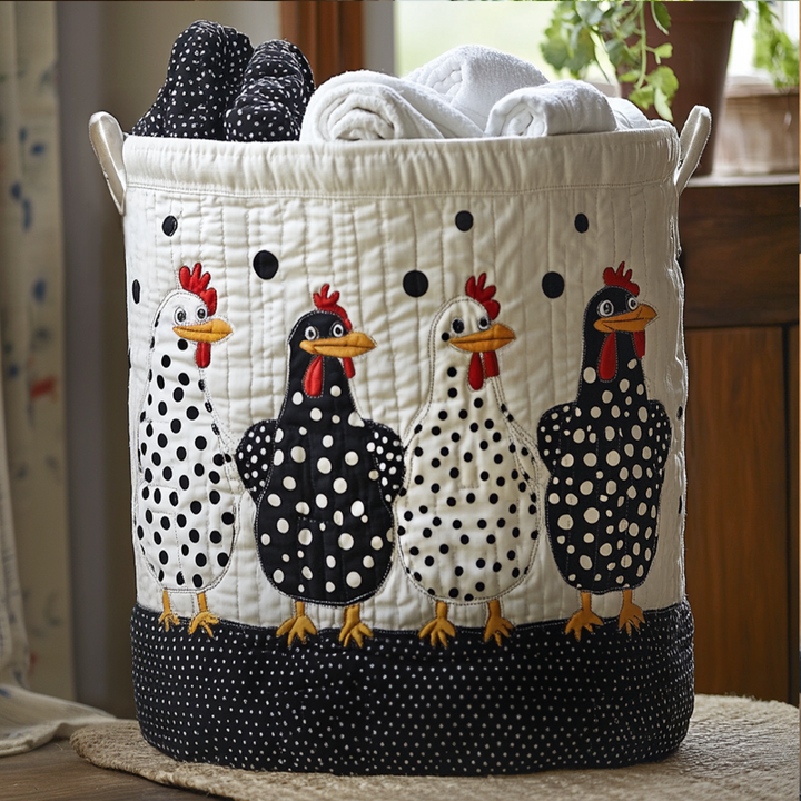 Polka Dots Quilted Laundry Basket 1