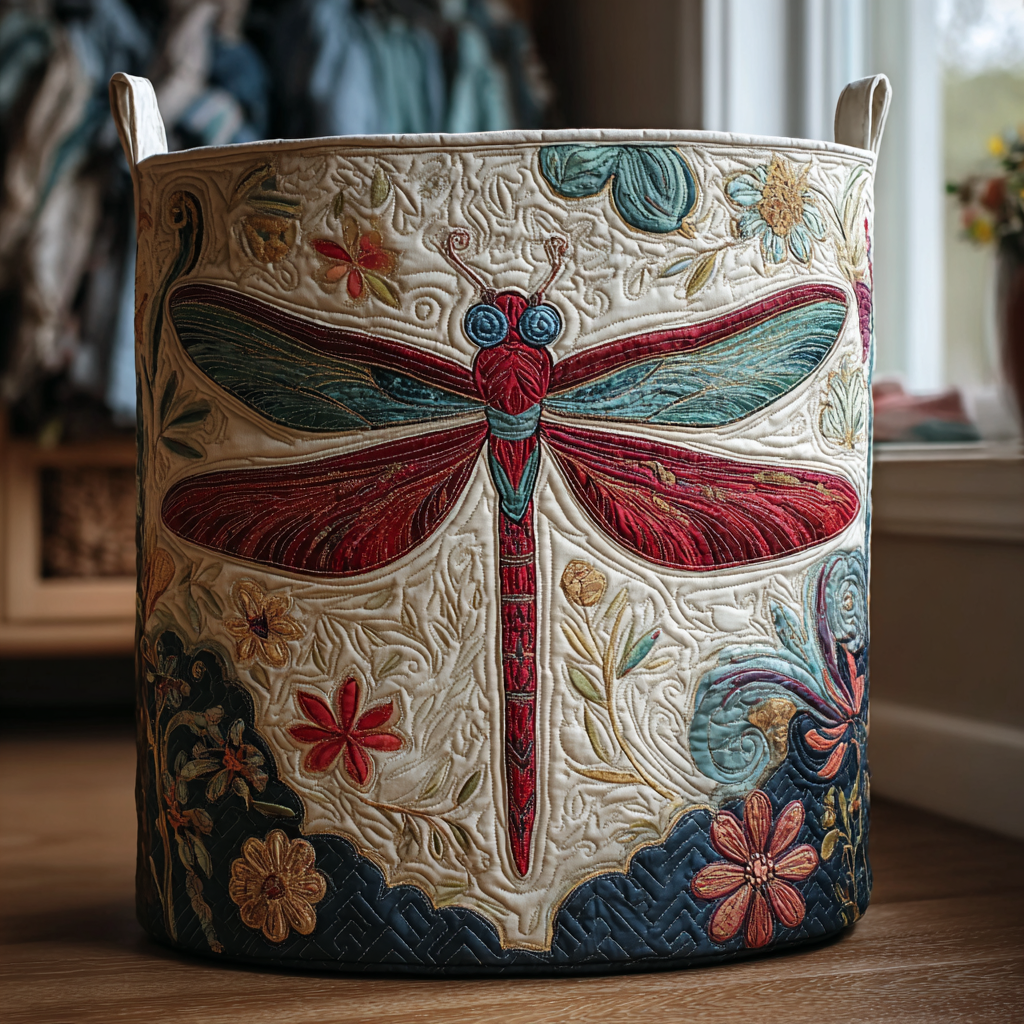 Pure Dragonfly Quilted Laundry Basket 1