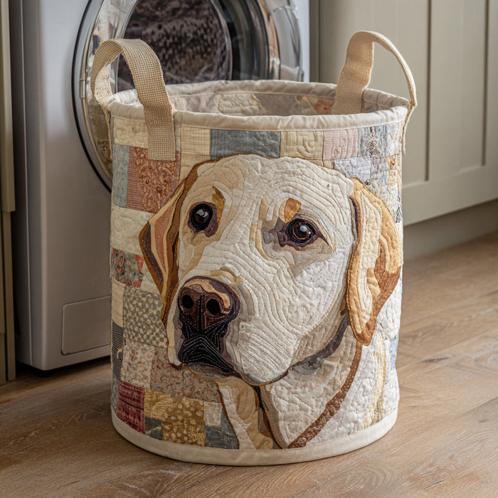 Rustic Labrador Quilted Laundry Basket 1