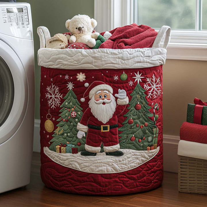 Santa's Joy Quilted Laundry Basket 1