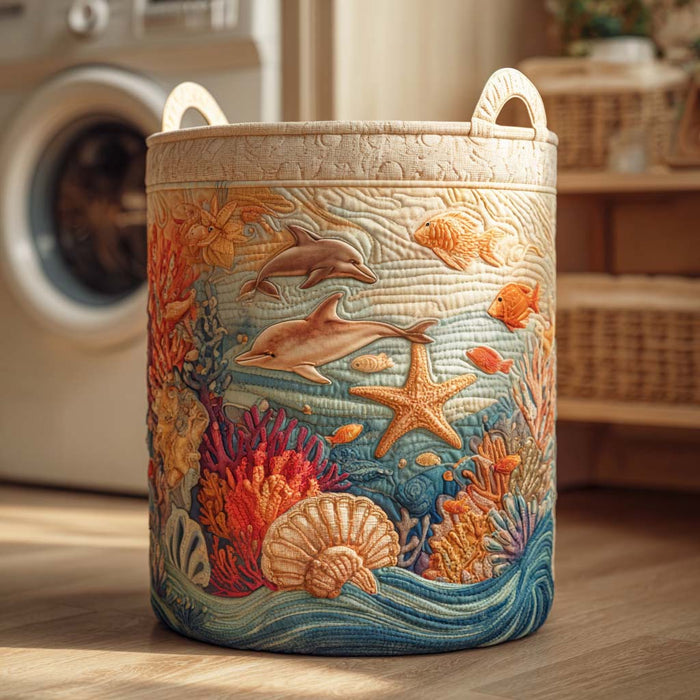 Sea Breeze Quilted Laundry Basket 1
