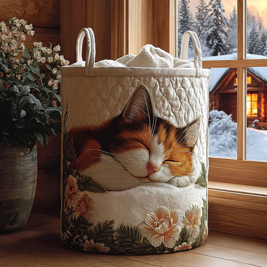 Snowy Calm Quilted Laundry Basket 1