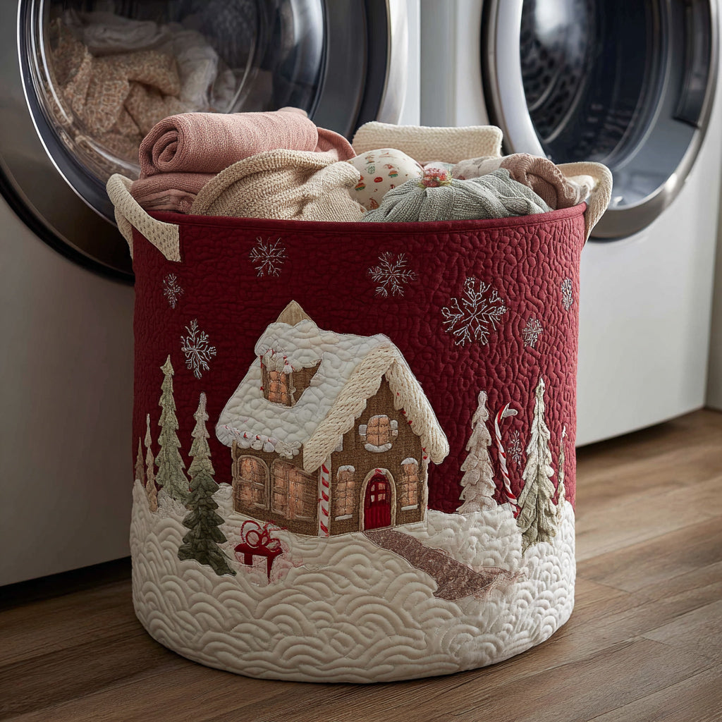 Snowy Spirit Quilted Laundry Basket 1