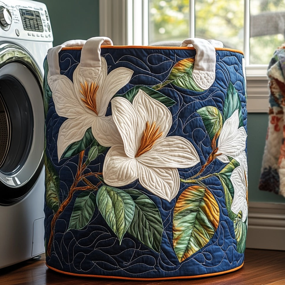 Soft Magnolia Quilted Laundry Basket 1
