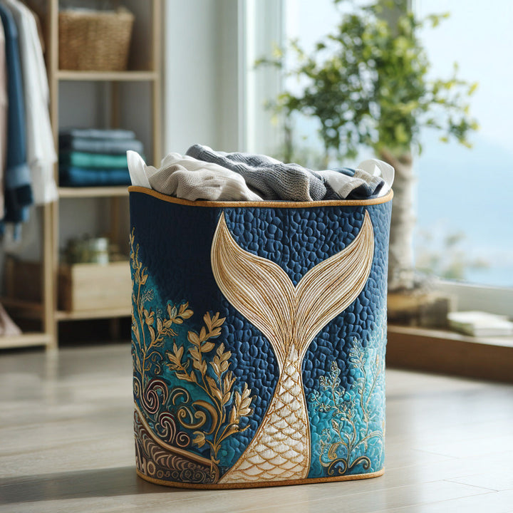 Sparkling Tides Quilted Laundry Basket 1