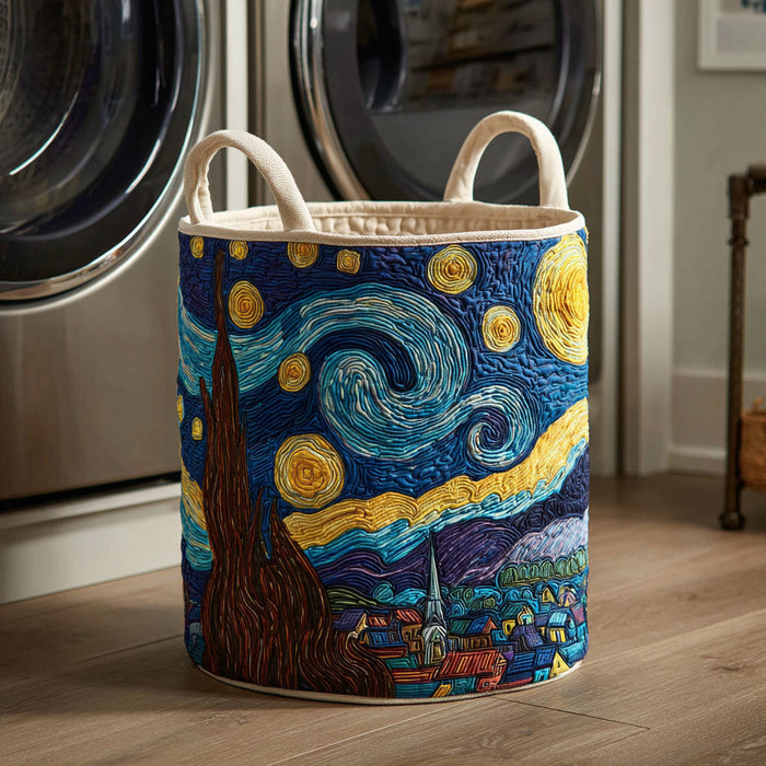 Star Pattern Quilted Laundry Basket 1