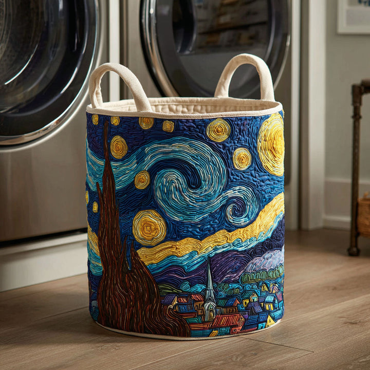 Star Pattern Quilted Laundry Basket 1