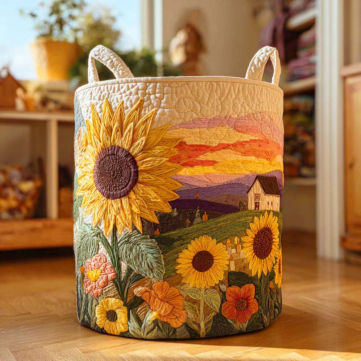 Sunflower II Quilted Laundry Basket 6