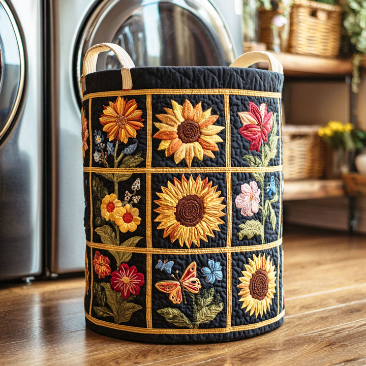 Sunflower II Quilted Laundry Basket 10