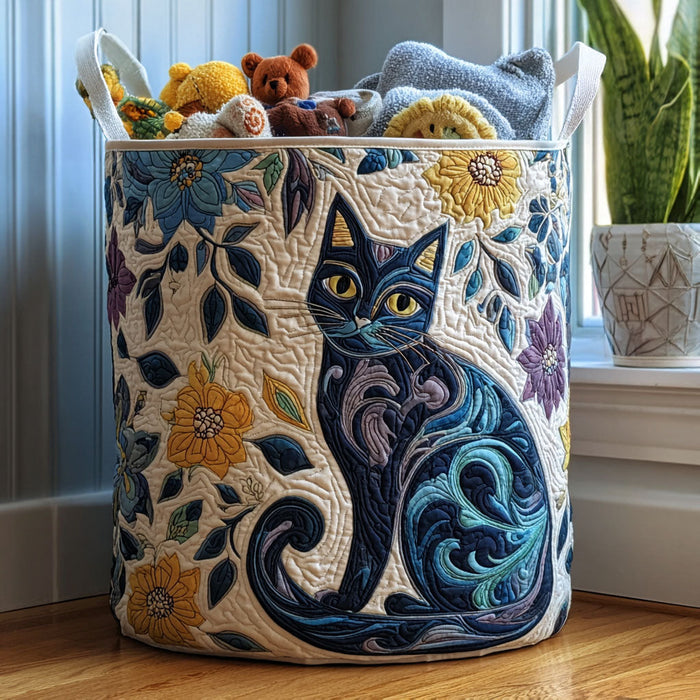 The League of Nine Lives Quilted Laundry Basket 1