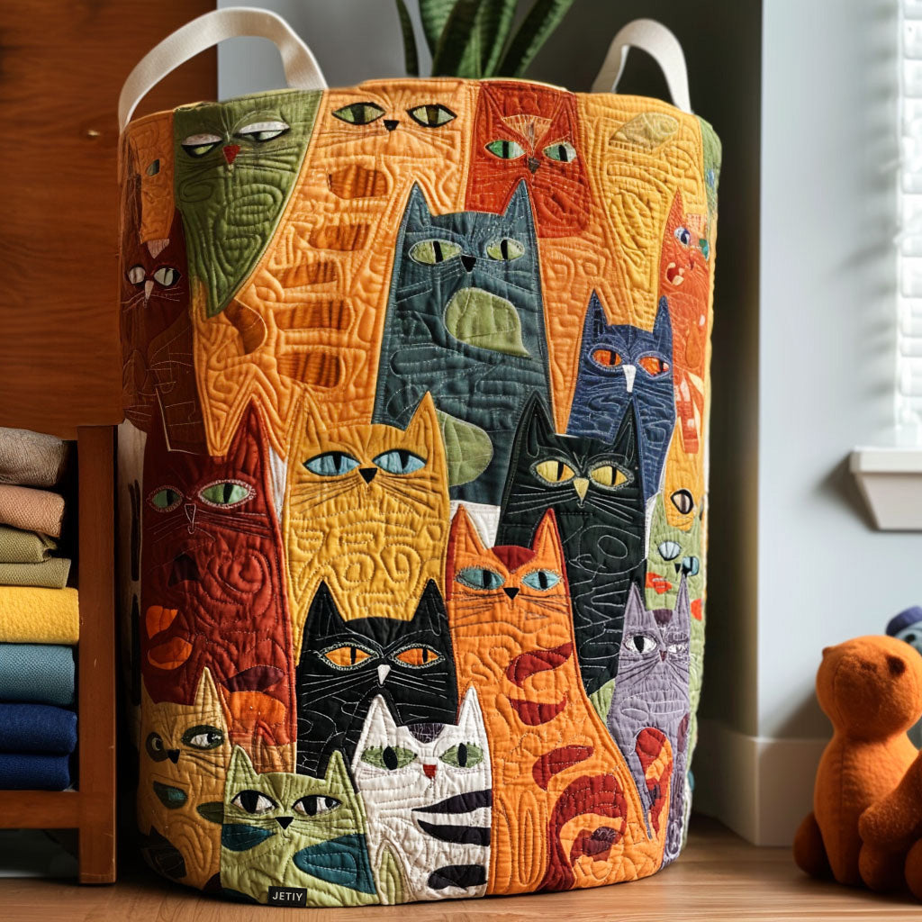 The Purring Band Quilted Laundry Basket 1