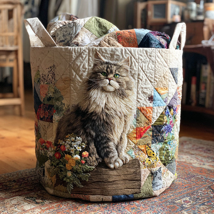 The Whisker Band Quilted Laundry Basket 1