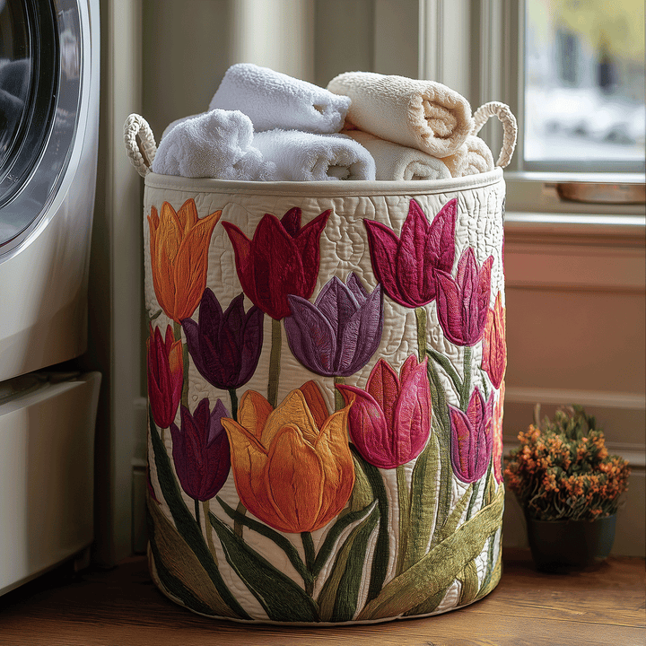 Tulip Joy Quilted Laundry Basket 1