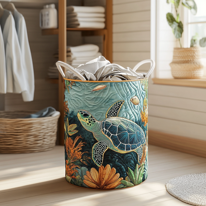 Turtle Bay Quilted Laundry Basket 1