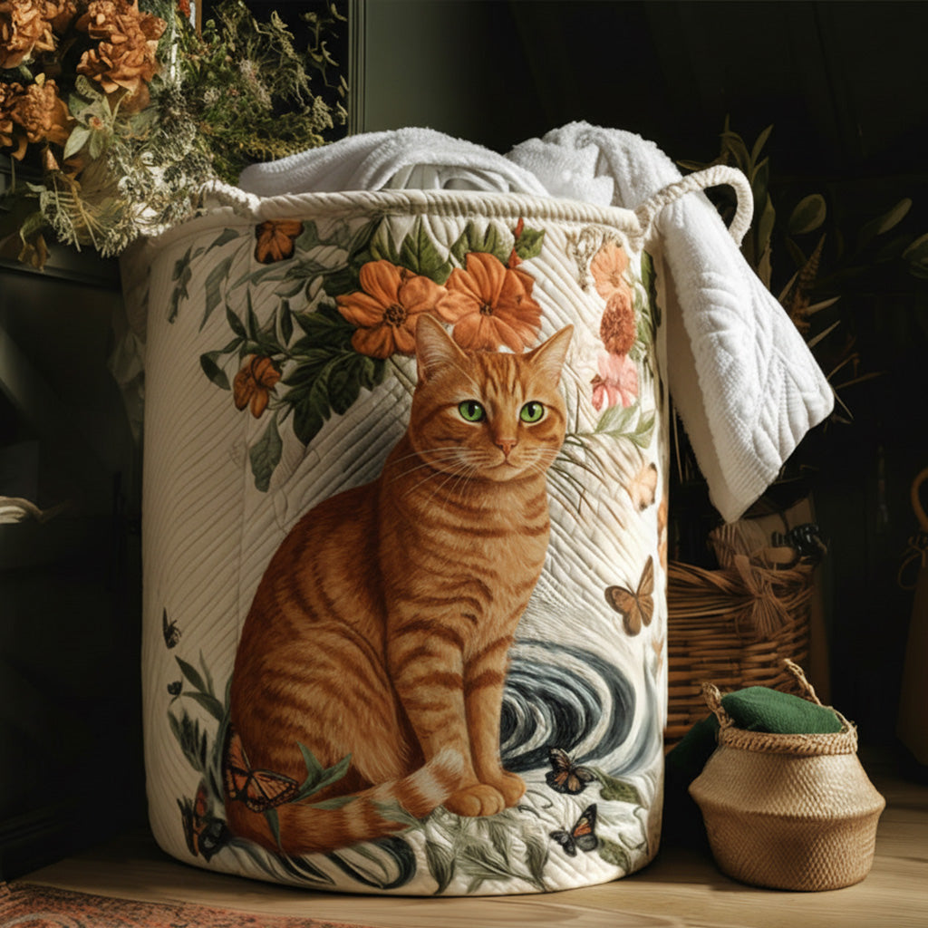 Warm Yellow Quilted Laundry Basket 1