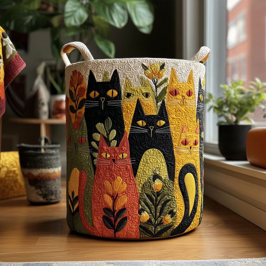 Whisker Corner Quilted Laundry Basket 1