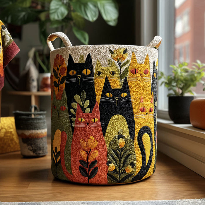 Whisker Corner Quilted Laundry Basket 1