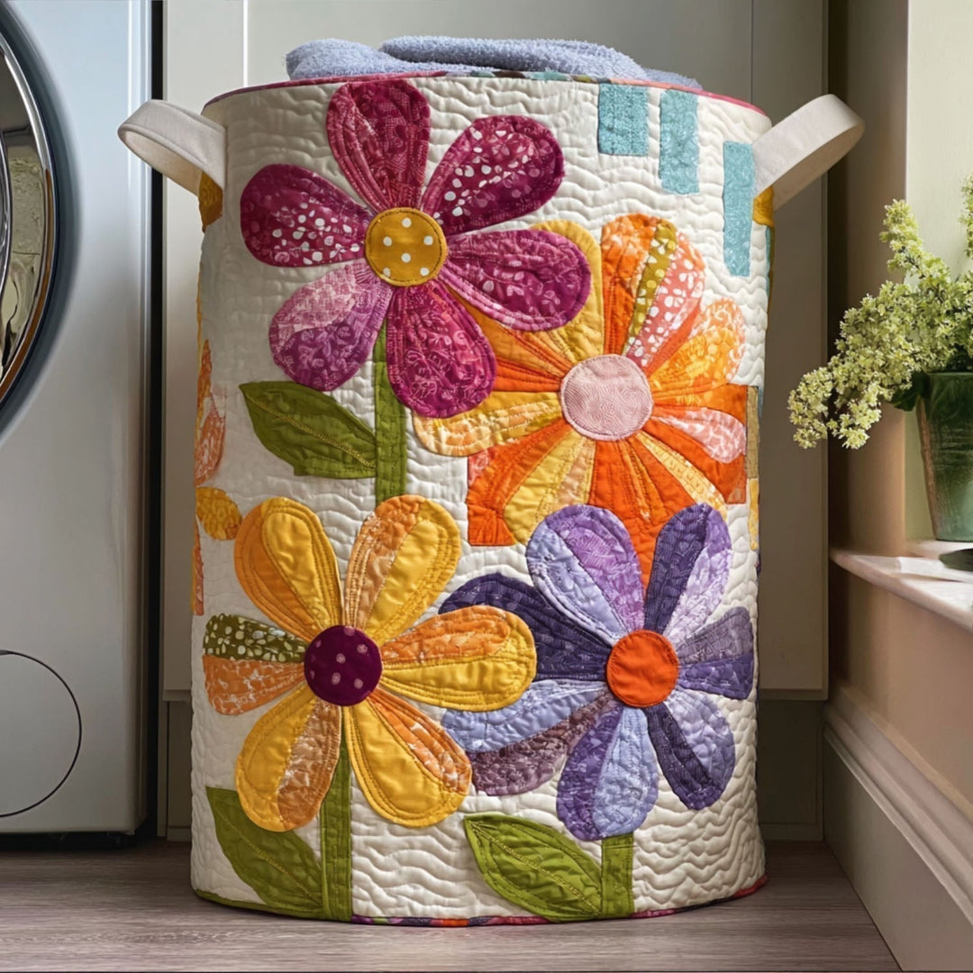 Wildflower Dance Quilted Laundry Basket 1