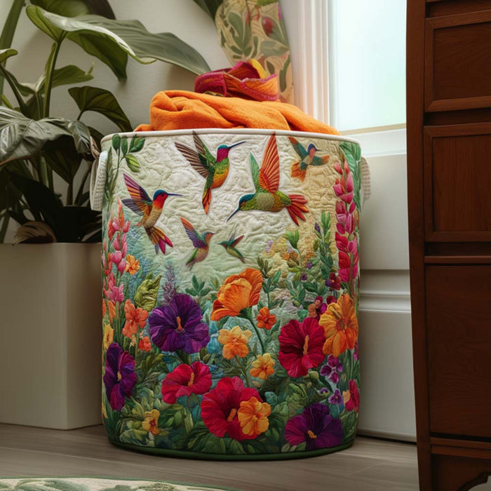 Wings and Flowers Quilted Laundry Basket 1
