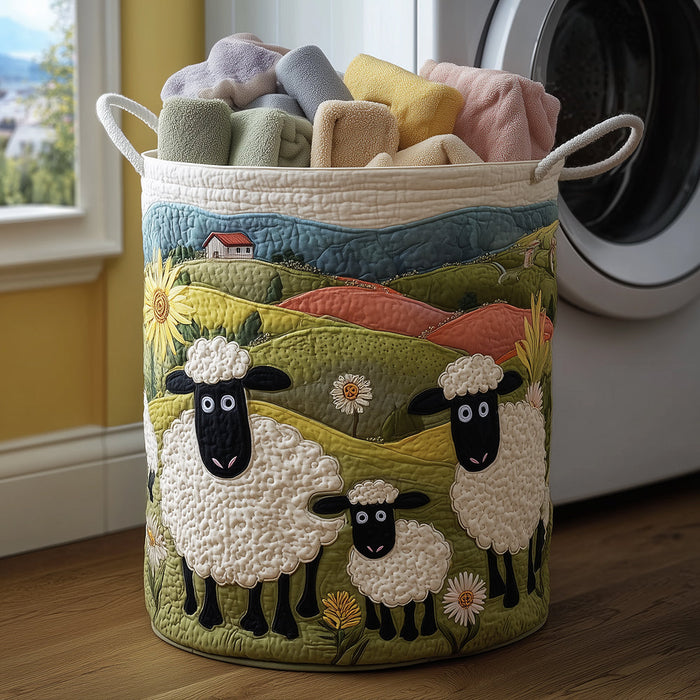 Wool Look Quilted Laundry Basket 1