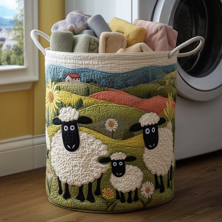 Wool Look Quilted Laundry Basket 1
