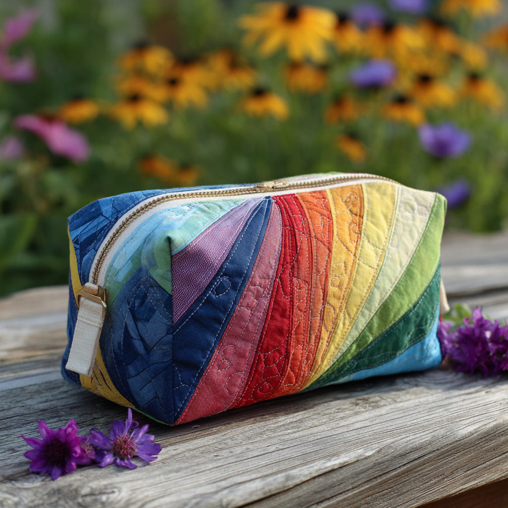 Rainbow Flow Quilted Makeup Bag 1