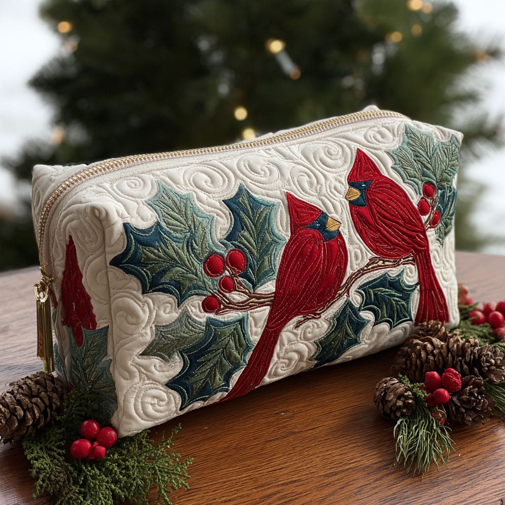 Red Feather Quilted Makeup Bag 1