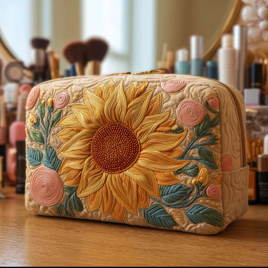 Soft Sunshine Quilted Makeup Bag 1