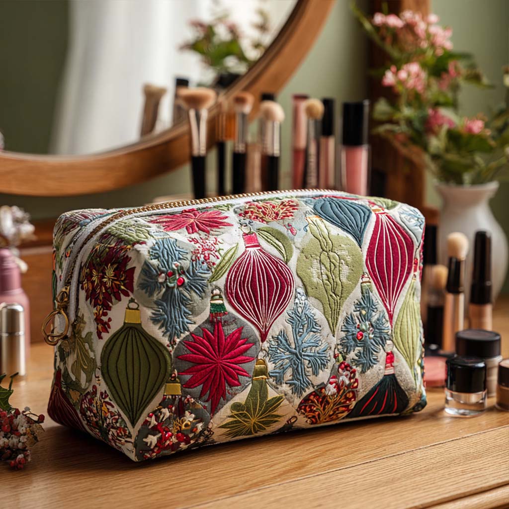 Sparkle Ornament Quilted Makeup Bag 1