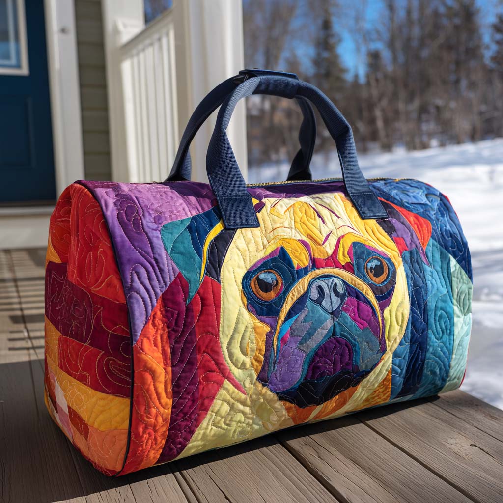 Wiggly Pug Quilted Duffle Bag 1