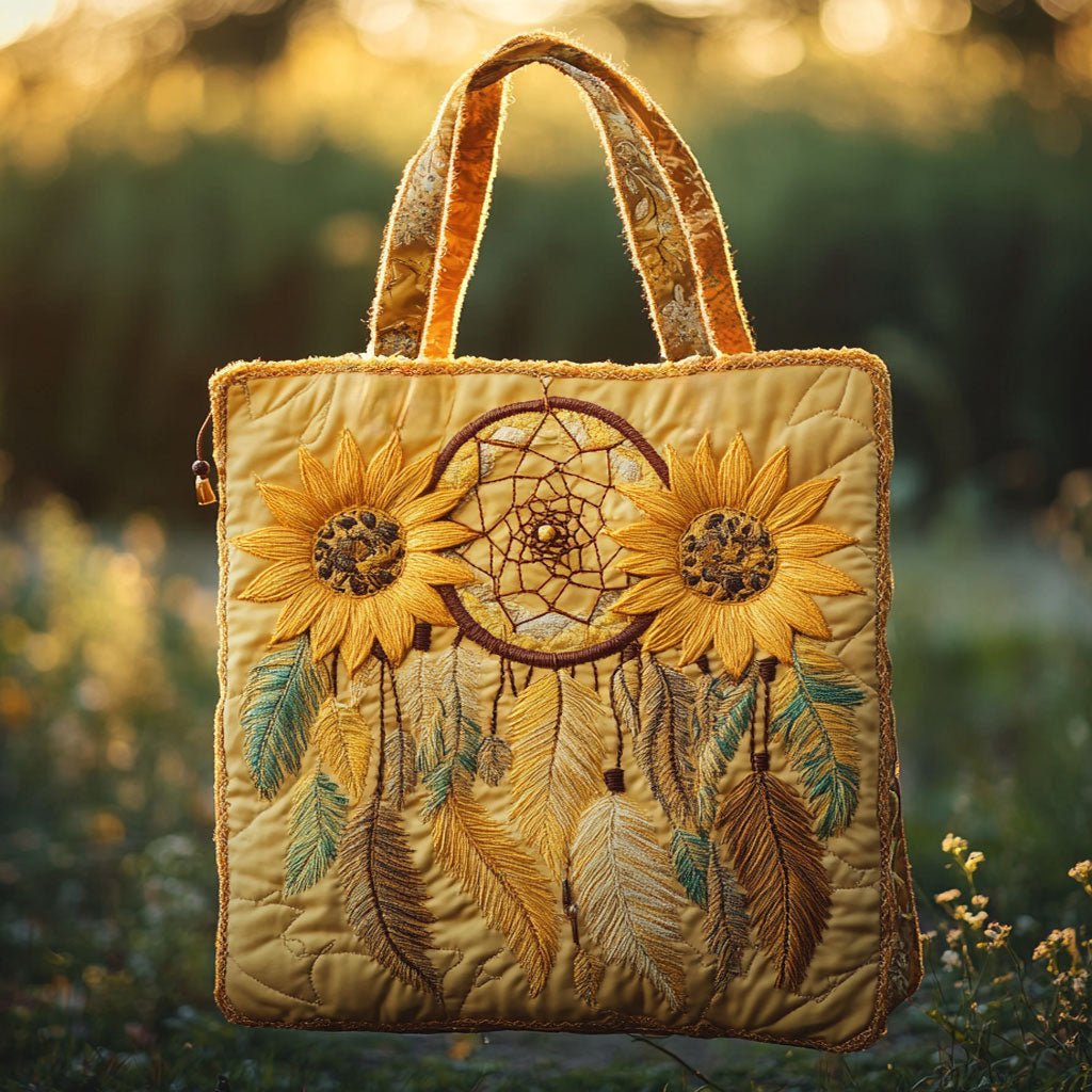 Dreamcatcher Sunlight Glow Quilted Tote Bag 1